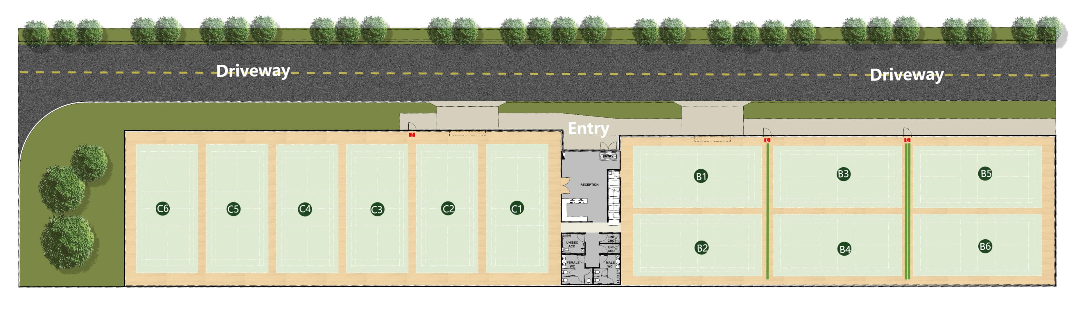 Canberra Badminton Centre court map