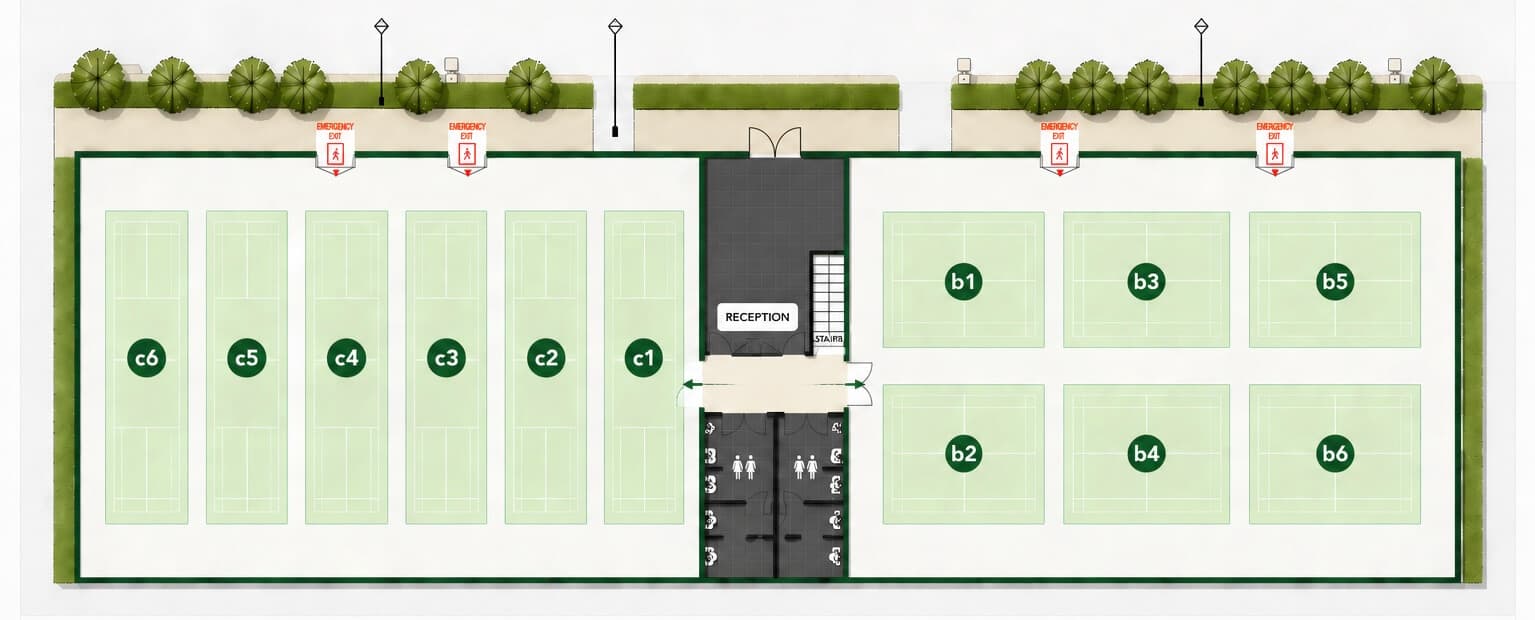 Canberra Badminton Centre court map